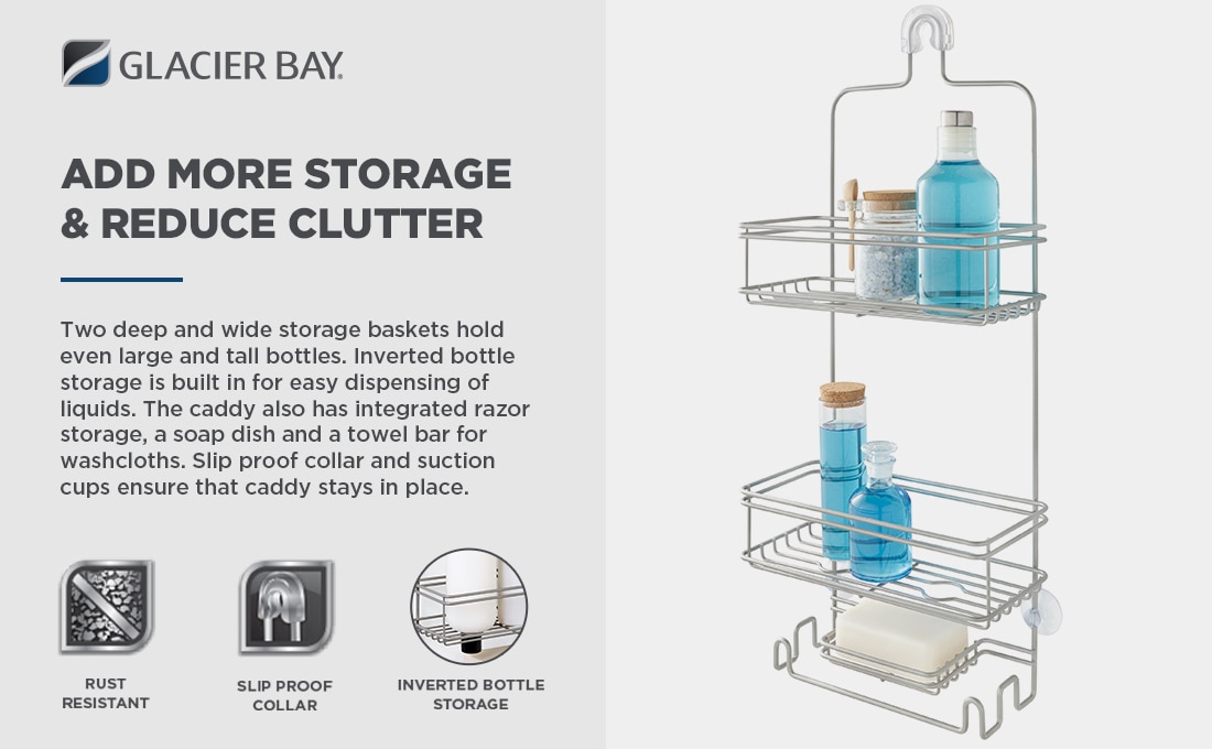 Glacier Bay Large OTS Shower Caddy in Satin Nickel 7501NNHD